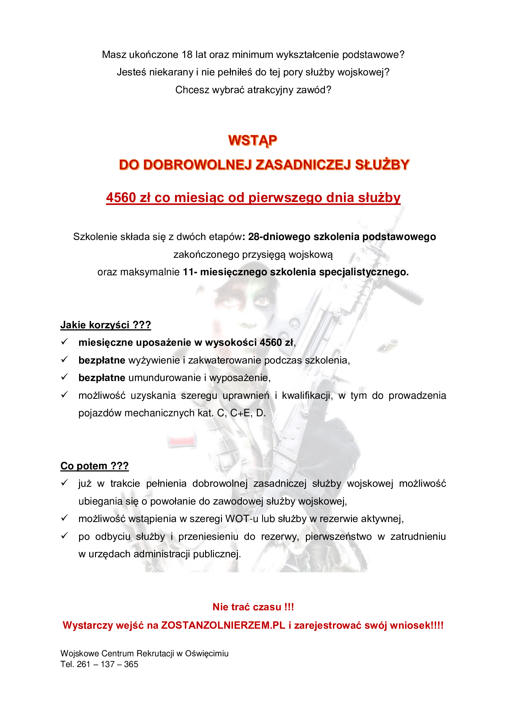 Nabór do Dobrowolnej Zasadniczej Służby Wojskowej