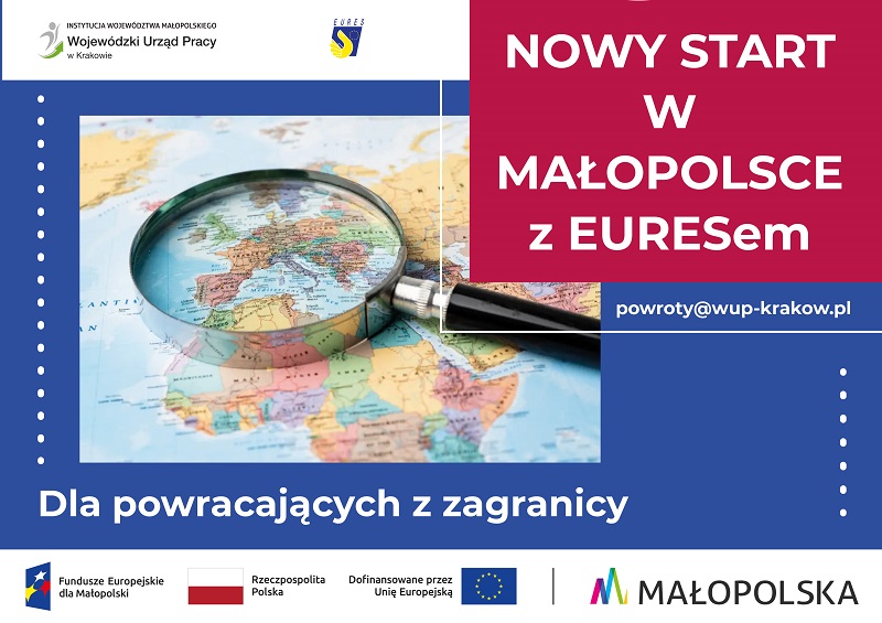 Plakat projektu Nowy start w Małpolsce z Euresem